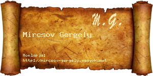 Mircsov Gergely névjegykártya